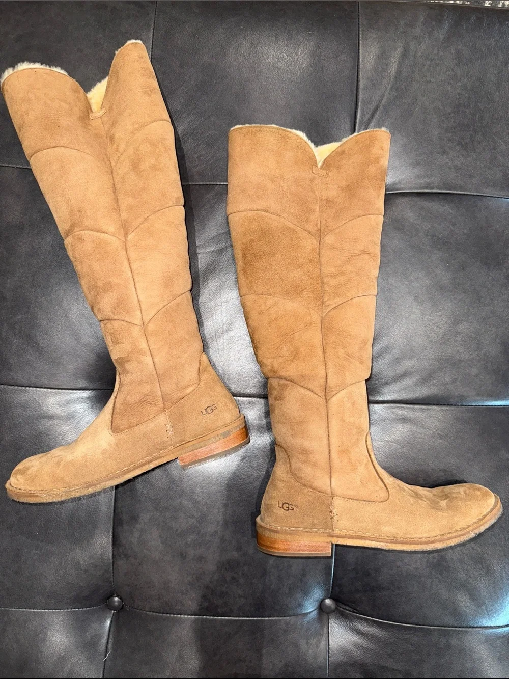 Ugg Samantha Women’s Tall Suede Shearling-Lined Winter Boots - Tan Size US 8.5M